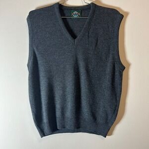 Janzen Men's XL V-Neck Sweater Vest Gray Sleeveless Knit Golf Casual Wear